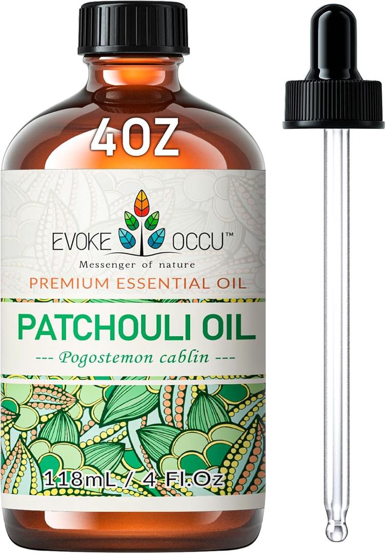 EVOKE OCCU Patchouli Essential Oil for Diffuser Skin Fragrance DIY Candle Soap Making - 4 FL Oz, Expiry: 04-2028