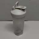 light gray, semi-transparent plastic protein shaker bottle, 28 OZ