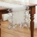 Natural Linen Table Runner 72 inches Neutral Earth Tones Beige Lace Coffee Table Runners Dresser Scarf for Easter Spring Summer Kitchen Wedding Party, Machine Washable (Natural, 16”x72”)