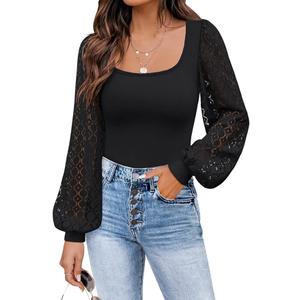 DOROSE Womens Mesh Long Sleeve Shirts Casual Blouses Tops, Size 2XL 