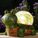 Nacome Solar Turtle Garden Statue Lights: Outdoor Figurine with Glass Ball Lighting Decorations Lawn Ornaments Porch Patio Balcony Yard - Birthday Gifts for Mom Grandma Women(Green)