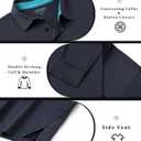 Mens Golf Shirts Long Sleeve Moisture Wicking Collared Work Business Casual Tennis Polo Shirts for Men (Black, M)