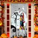 2 x Jack Skellington Sally Banner Nightmare Before Christmas Halloween Decorations Door Cover Xmas Porch Door Sign Welcome Banner for Indoor Outdoor Wall Home