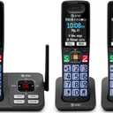 AT&T Cordless Phone, Landline Phones for Home with Smart Call Blocker, 3 Handsets Bluetooth Phone, Large Color Display, Big Buttons, Long Range, Digital Answering System: BL108-3 (Charcoal & Silver)