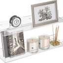 18'' Clear Acrylic Bookshelf 2 Pack, Acrylic Floating Book Shelves, Wall Mounting Invisible Ledge Book Shelf