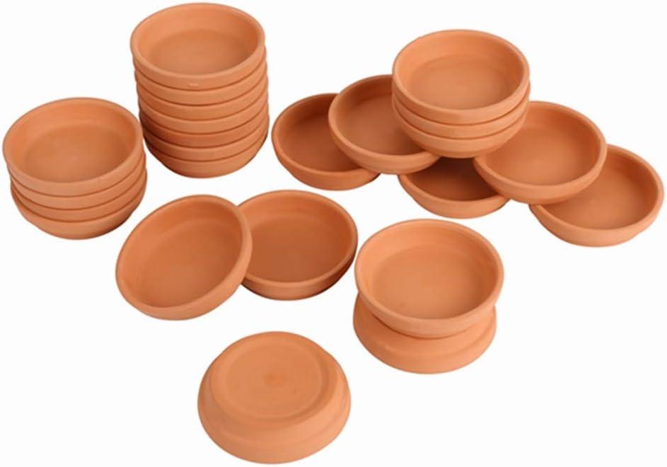 24pcs Terra Cotta Saucer, 3.2-inch Small Mini Clay Pots Tray, Suitable for 3inch, 2.5inch, 2inch Succulents Nursery Pots (Red)