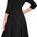 RUMIA Women's Cocktail Dresses 3/4 Sleeve Formal Vintage Wedding Guest Dress (Black, M)