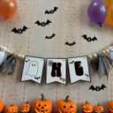 Halloween 1st Highchair Banner,Ghost Black White Birthday Decorations,Spooky One Decor,Black Themed Baby Birthday Party (Black White Ghost Highchair Banner)