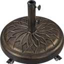 Yaheetech 55lbs Heavy Duty Round Umbrella Base with 4 Lockable Rolling Wheels & 2 knobs, Outdoor Antiqued Umbrella Stand, 20” Market Patio Umbrella Base for Garden, Yard, Lawn Bronze