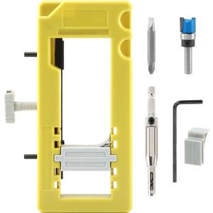 Green Door Hinge Jig and Mortiser - Installation Kit, Adjustment Tool, Router Template - Fits 3" to 5" Length and 1/4" or 5/8" Thickness