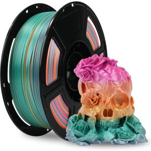 FLASHFORGE Silk PLA Filament 1.75mm Ranbow Candy, 3D Printer Filament 1kg (2.2lbs) Spool, Smooth and Silky Texture 3D Printing Filament, Dimensional Accuracy +/- 0.02mm
