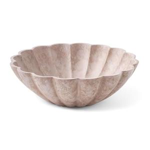 LuxLand Home Large Decorative Bowl, Modern Storage Bowls for Home Decor, Artificial Stone Beige Color, Stylish Decorative Fruit Bowl for Kitchen Counter, Key Bowl for Entry Table, Ruffle Decor