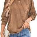 Dokotoo Womens Soft Long Sleeve Crewneck Shirts Fall Casual Loose Fit Knit Tops Blouses L