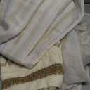 FRAMICS Linen Curtains for Living Room Striped Window Curtain Farmhouse Curtains for Bedroom Boho Crochet Drapes 63 Inch Length 2 Panels Set Light Filtering Drapes Rod Pocket Window Treatment