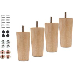 4pcs 4 Inch Wood Furniture Legs, Straight Conical Solid Wood Sofa Legs, Mid-Century Style Furniture Feet for Sofa Cabinet Table Cupboard Couch Ottoman Home DIY Projects