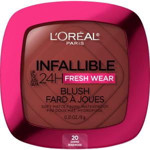 L'Oreal Paris Infallible Up to 24H Fresh Wear Soft Matte Blush, Blendable, Long-Lasting and Waterproof Cheek Make Up, Daring Rosewood 20, 0.31 Oz