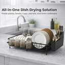 Foldable Dish Drying Rack for Kitchen Counter, Drying Rack Kitchen Sink Organizer, Sink Dish Drainer with Plate Holder, Small Kitchen Dish Strainer & Dish Dryer Organizer, Adjustable 13.7"-22.83"
