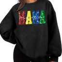 ASTANFY Mama Sweatshirts for Women Boy Mom Graphic Sweatshirt Vintage Cowgirl Outfits Leopard Print Tops (XL)