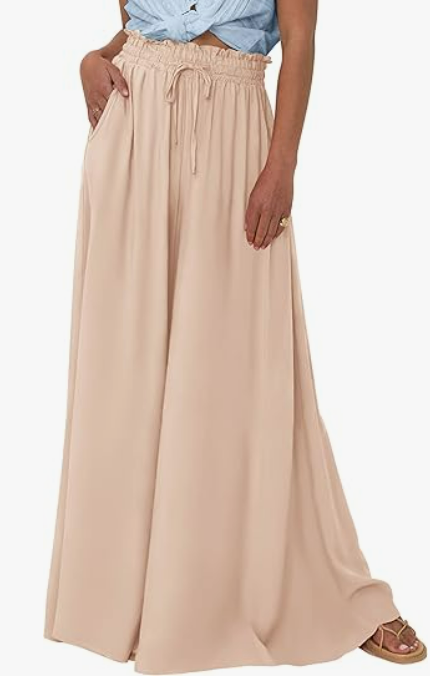 Pretty Garden Women's Chiffon Flowy Wide Leg Pants, Palazzo Beach Gaucho Trousers for Vacation Casual Yoga size XL