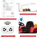 Kids Battery Powered Electric Tractor with Parent Remote Control & Trailer, Toddler 12V Ride On Toy with Dual Motors /2+1 Gear Shift/ 7-LED Lights/USB & Music Player,Red,35W/ EVA Tire