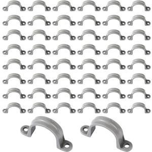 50Pcs 1 Inch PVC Pipe Straps, 2 Holes Plastic Conduit Strap Pipe Clamps Supports, Conduit Clamp Pipe Mounting Bracket Clips for PVC Pipes Conduit Cables Hose (1 Inch)
