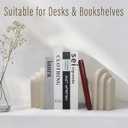 LIN CHUAN Heavy Duty Bookends for Shelves, 6.6 LBS Heavy Book Ends for Heavy Books, Decorative Modern Bookends with Faux Sandstone Look, Layered Arch Book Stopper for Bookshelf Holder Set of 2, Beige