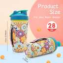 2Pack Reusable Neoprene Insulator Water bottle holder Sleeves with Handle Compatible with 28 oz Blender Bottle, 20oz - 26oz Tumbler Cup(Flower Prints), Fits 28oz Blender