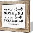 Inspirational Wooden Plaque, Bible Verse Artwork Wooden Box Sign, Relief Wood Sign for Home Bedroom Decor, Christian Gift for Women Men, Worry About Nothing Pray about Everything Sign