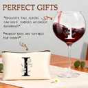 Monogrammed Wine Glasses with Makeup Bag Birthday Gift Set for women | Personalized letter design Unique Christmas Wedding White Elephant Gifts for Mom Dad Sister Teacher Wife Husband,I