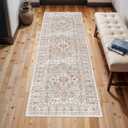 Washable Hallway Runner Rug 2x6: Non Slip Runner Rugs with Rubber Backing Soft Kitchen Rug Farmhouse Distressed Carpet Runner for Living Room Bedroom Bathroom (Turmeric/Grey, 2X6)