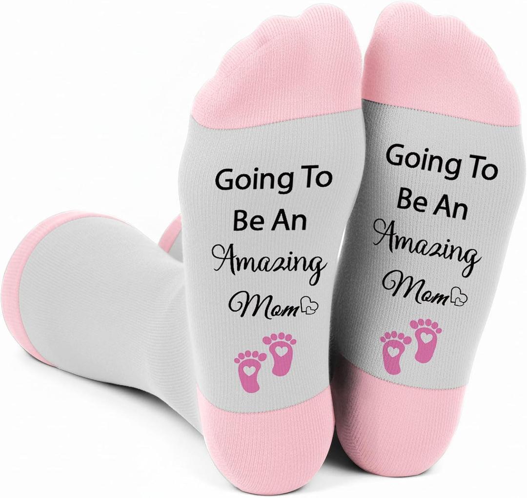 Novelty Socks for New Mom New Dad Maternity Gift for Pregnant Women Pregnancy Socks Gift for First Time Mom Dad (Gray)