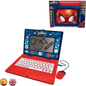 Lexibook, Spider-Man, Bilingual and Educational Laptop Spanish/English, Toy for Children, 170 Activities to Learn, Play Games and Music, Large Screen, Blue/Red, JC599SPi2