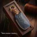 for Ford Leather Key Fob Cover with Keychain Compatible with Fusion Mustang F150 Edge Explorer Lincoln MKZ MKC MKX