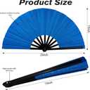 13" Glitter Large Rave Fans Clap Fans for Line Dancing Folding Clack Handheld Foldable Decorative Fans Hand Fan for Dance, EDM Music Festivals & Parties(Royal Blue)