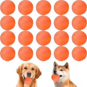 Jenaai 20 Pcs Indestructible Dog Toy Balls for Aggressive Chewers Chew Resistant Solid Rubber Bouncy Ball for Teeth Cleaning, 2in/5cm Diameter(Orange) (1.97 Inches)