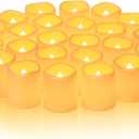 Homemory 24Pack Flickering Flameless Votive Candles,200+Hour Electric Fake Candles,Battery Operated LED Tealight for Wedding,Table,Outdoor,Halloween,Christmas Decoration-Amber Yellow