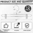 12 Pcs Metal Chrome Pant & Skirt Hanger Set with 360-degree Swivel Hooks, Metal Pant Hangers with 2-Adjustable Clip Anti-Rust Hangers for Skirt, Jeans, Slacks & Trousers