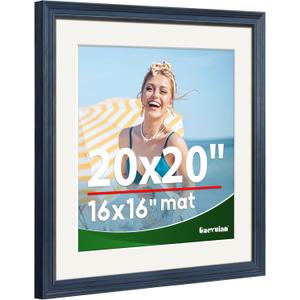 20x20 Frame, Vintage Classic Style Picture Frame | High Definition Plexiglass, Fits 16x16 Mat, Horizontal/Vertical Wall Hanging, Navy Blue, 1Pack