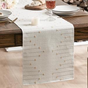 Artoid Mode Burlap Brown Boho Table Runner for Farmhouse Rustic, Seasonal Holiday Macrame Burlap Kitchen Dining Table Decoration for Home Party Decor 13x72 Inch