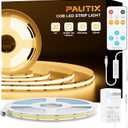 PAUTIX COB LED Strip Light,LED Lights 16.4ft,UL Listed Warm White 2700K Dotless Strip Lights,CRI93+ Super Bright Dimmable 24V Flexible Tape Light with RF Remote,for Cabinets,Kitchen Office Lighting