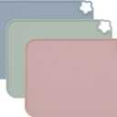 Silicone Placemat for Kid Stain-Proof Non-Slip Toddle Reusable PortableHeat Resistant for Toddlers placemat 3 Pack (Blue/Green/Pink)