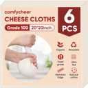 2 x Cheese Cloths for Straining, 6PCS 20 * 20Inch Grade 100 Chees Cloth with Hemmed Edge,100% Cotton Unbleached,Reusable Muslin Cheesecloth for Straining, Making Yogurt, Juicing