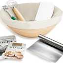 Sourdough Bread Kit  9 Banneton Bread Proofing Basket with Liner, Whisk, Lame, Scrapers & Recipe Guide  Complete Sourdough Kit with Bread Proofing Basket, Sourdough Tools & Bread Making Supplies