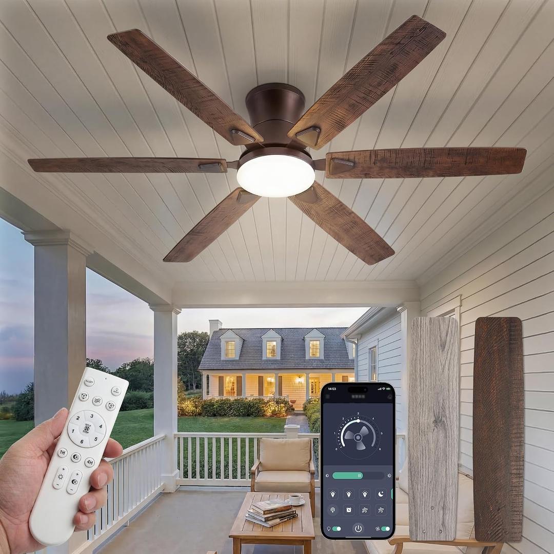 Fanbulous 60 Inch Flush Mount Ceiling Fans with Light, Remote & APP Control