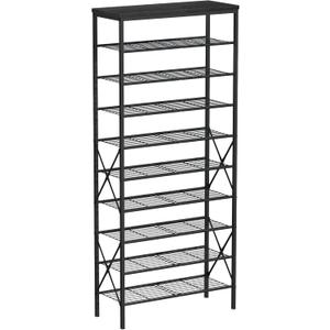 10 Tiers Shoe Storage Organizer, Large Capacity Shoe Shelf Holds 32 Pairs of Shoes,Black
