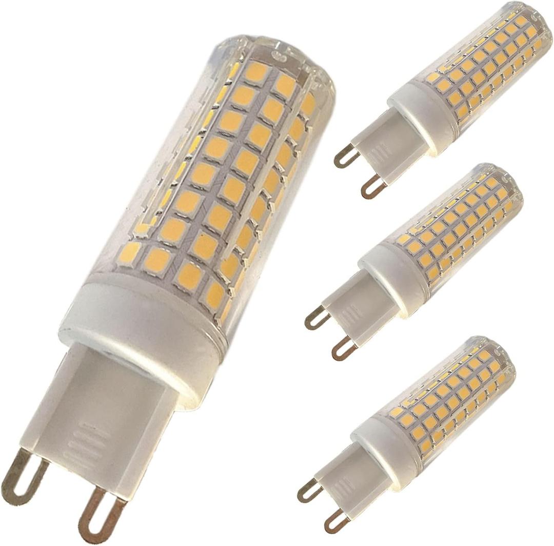 Dimmable G9 LED Light Bulb 10W(100W Halogen Equivalent)1000LM LED G9 Bulbs, G9 Base for Chandelier, Ceiling Fan Lights, Desk Lamp, Wall Lamps AC 110-120V(4 Pack) (Warm White)