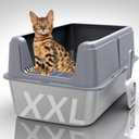 Stainless Steel Litter Box with Lid,14 XXL Litter Metal Litter Box with High Sided, Anti-Urine Leakage, Easy Cleaning & Odor-Less, Include Scoop