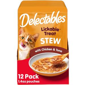 Hartz Delectables Stew Lickable Wet Cat Treats for Adult & Senior Cats, Chicken & Tuna, 1.4 Ounce (Pack of 12)