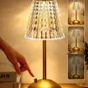Crystal Cordless Lamp, Dimmable+3 Colors Rechargeable Lamp, Touch+2000mAh Battery Operated Vintage Ambient Light for Kitchen/Bedroom/Bathroom Shower, College Gifts, Mothers Day Gifts for Wife Daughter