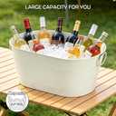 4 Gallon Galvanized Beverage Tub, 2 Pcs Heavy-Duty Ice Buckets Large Galvanized Drink Buckets with Handles for Catering Bars Parties (White-2PCS)